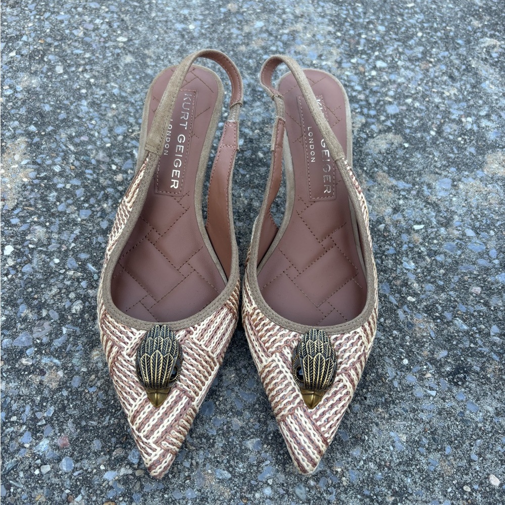 Kurt Geiger Gold and Cream Slingback Heels